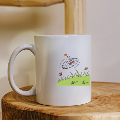 Mug avec motif doodle frisbee aventurier en vol
