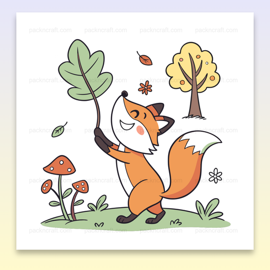 Illustration de renard heureux en forêt pour projets DIY ou éducatifs, style flat