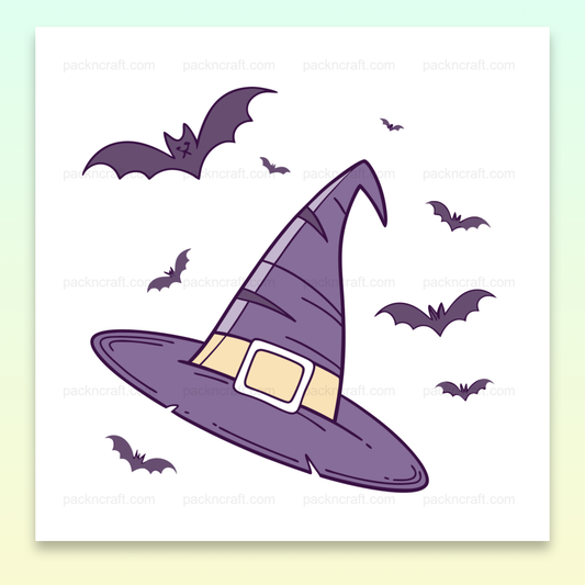 Illustration de chapeau de sorcière avec chauves-souris pour projets DIY et décoration Halloween
