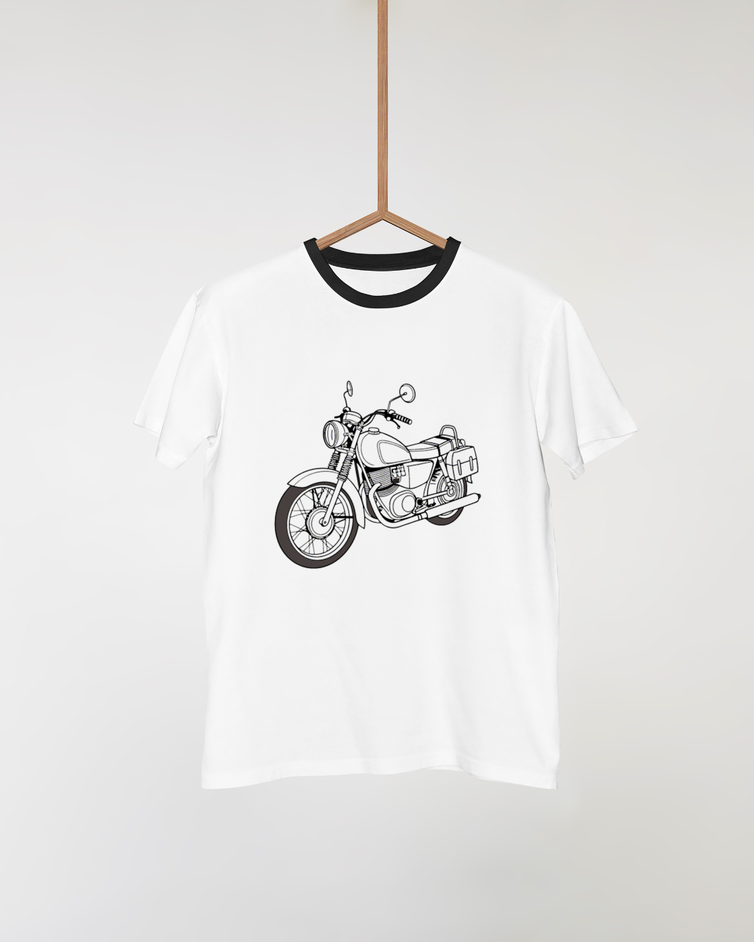 Imprimé de t-shirt moto rétro 1970s, un style unique et nostalgique.
