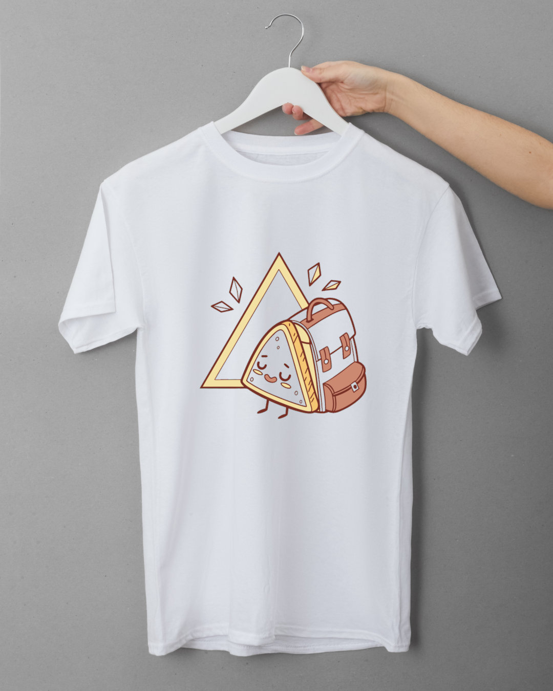 T-shirt avec doodle sandwich heureux en randonnée pour thème scolaire en fond amusant