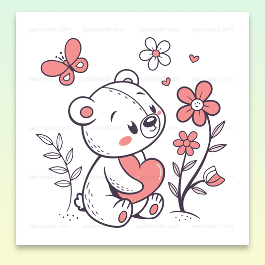 Illustration mignonne de teddy kawaii printanier sur fond transparent