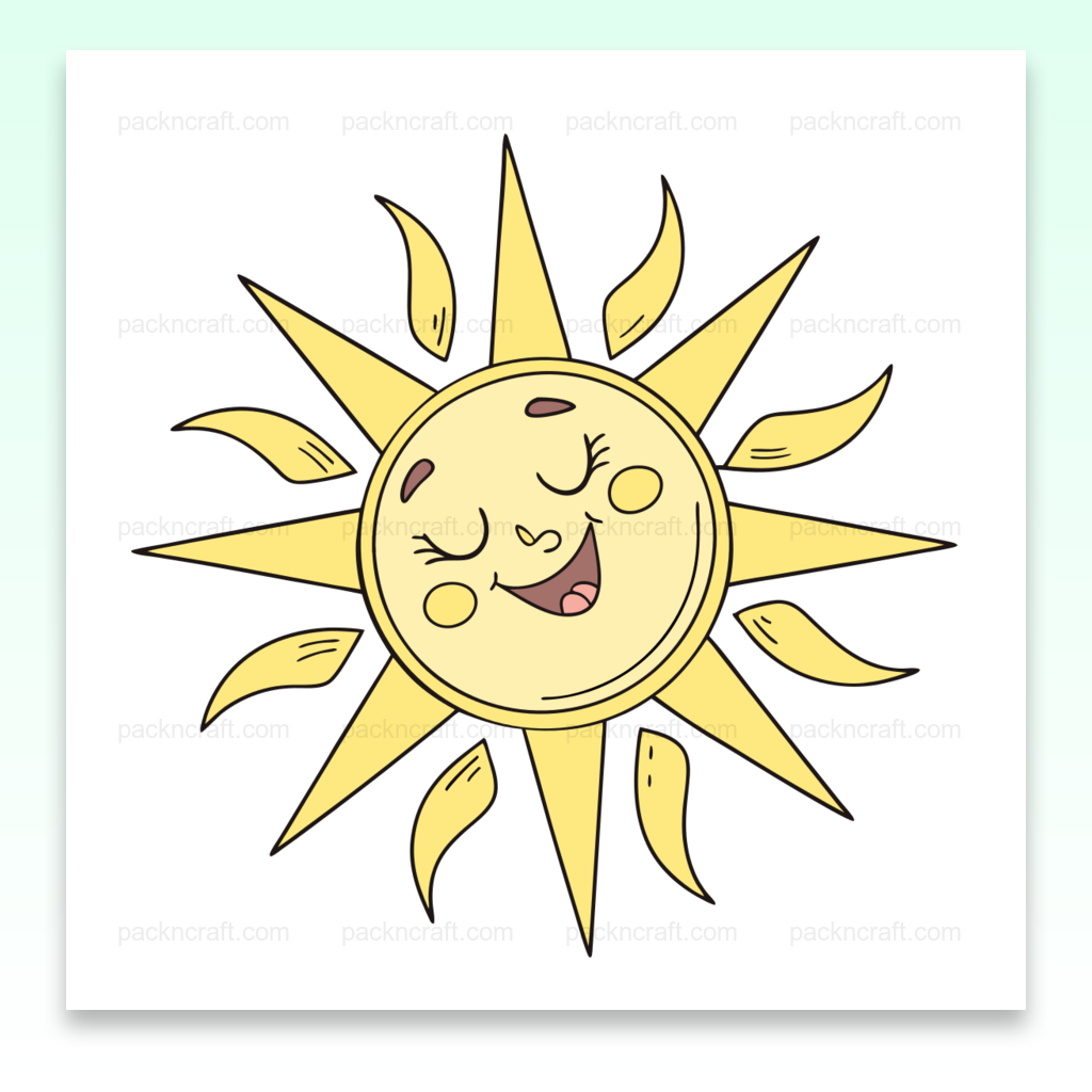 Illustration SVG d'un soleil chantant joyeux, idéale pour des projets DIY et décoration estivale.