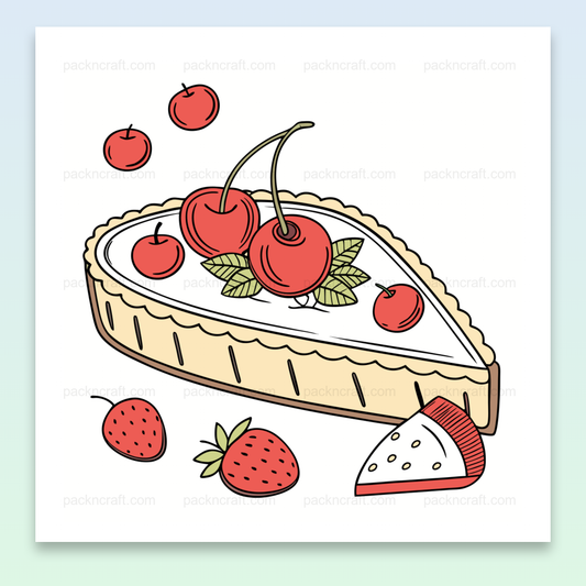 Illustration gourmande d'une tarte aux cerises, format numérique imprimable