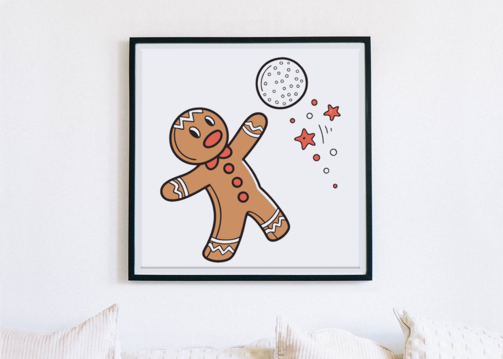 Cadre festif avec un bonheur en pain d'épices, parfait pour la déco de Noël