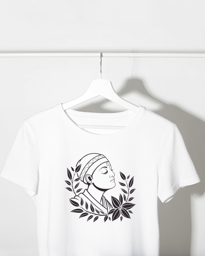 T-shirt chic avec moine zen paisible style graphique épuré ambiance détente