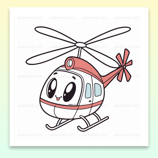 Illustration kawaii d'un hélicoptère joyeux pour projets créatifs et éducatifs
