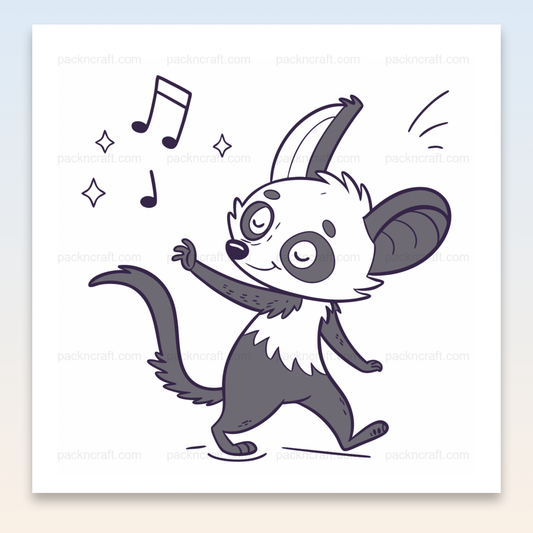 Illustration doodle de lémurien dansant en SVG, usage éducatif et décoratif