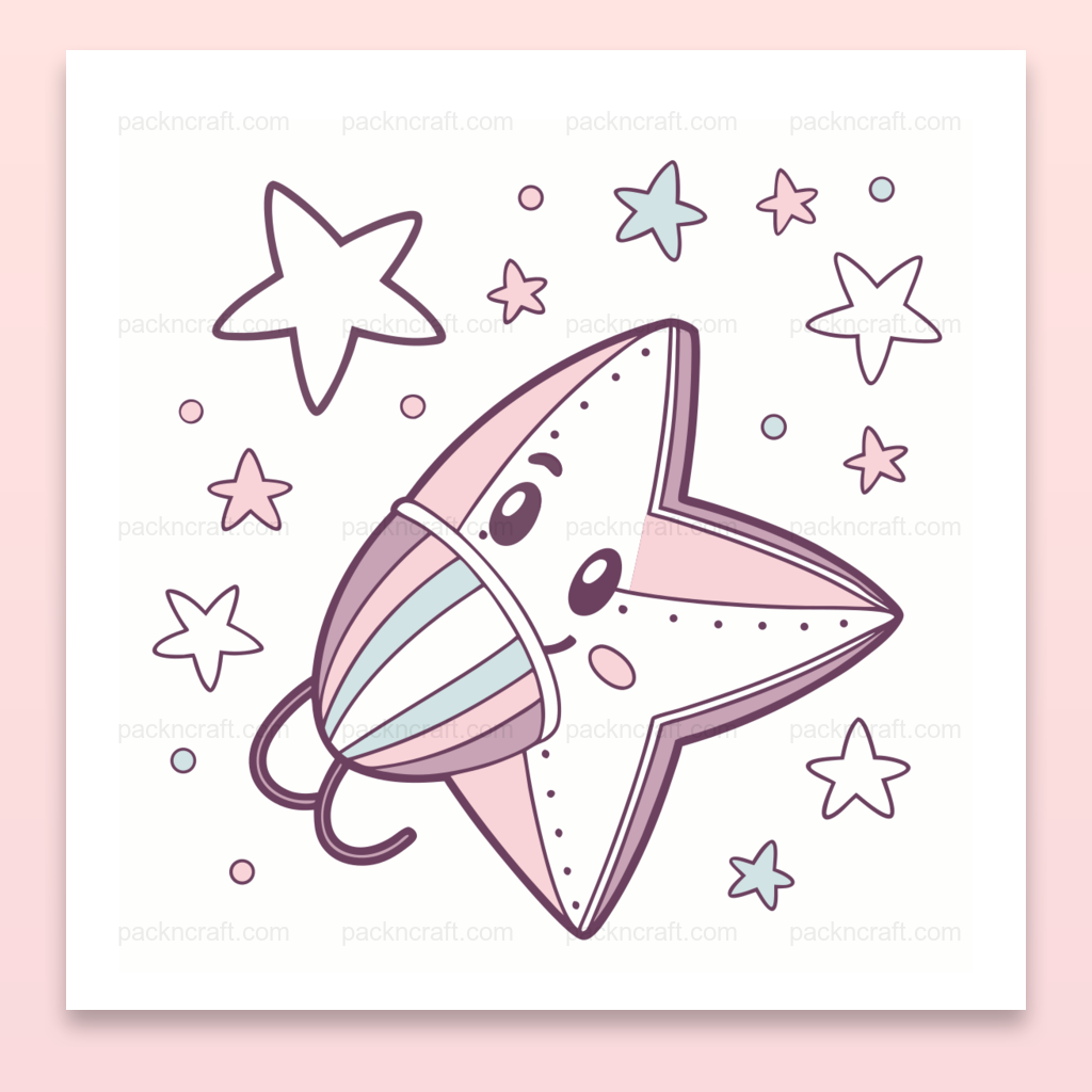 Illustration numérique d'une étoile kawaii avec masque