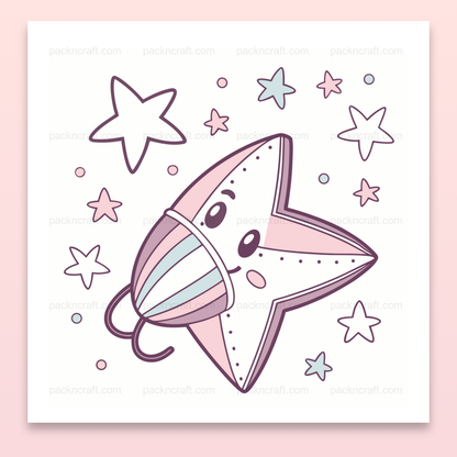 Illustration numérique d'une étoile kawaii avec masque