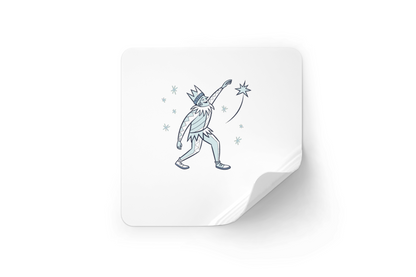 Sticker avec roi étoilé souriant en tons pastel et style conte enchanté