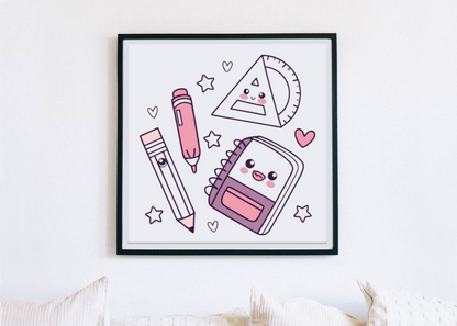 Cadre avec motif numérique doodle créatif coloré et fournitures joyeuses