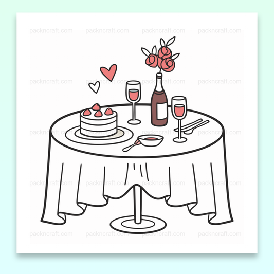 Illustration d'une élégante table de mariage avec vin et gâteau.