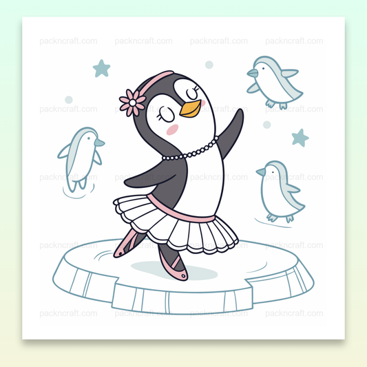 Illustration de pingouin dansant, usage pour déco et DIY hivernal