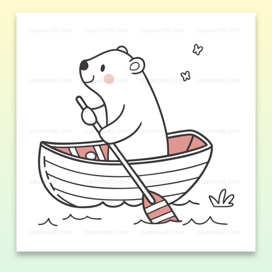 Illustration d'un ours naviguant joyeusement. Fichier SVG et PNG pour DIY et décoration.