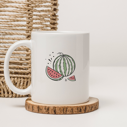 Mug avec motif pastèque joyeuse, parfait pour un été rafraîchissant et coloré
