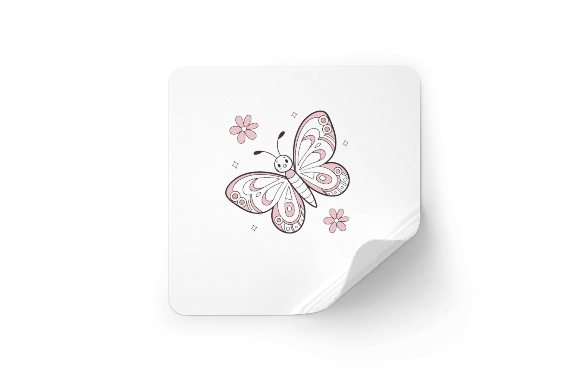 Sticker avec papillon pastel en vol, élégant et printemps, style vectoriel