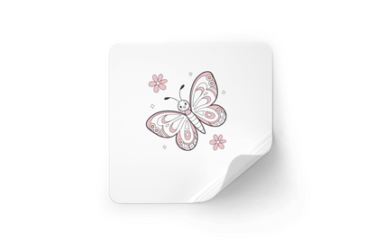 Sticker avec papillon pastel en vol, élégant et printemps, style vectoriel