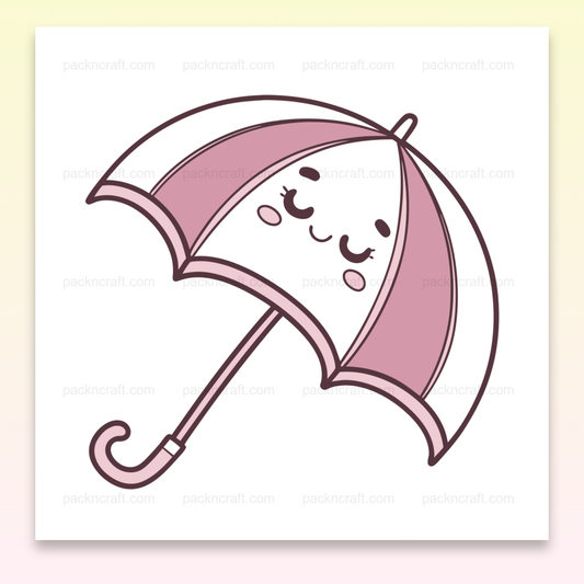 Illustration kawaii d'un parapluie souriant en fichier numérique pour DIY et déco.