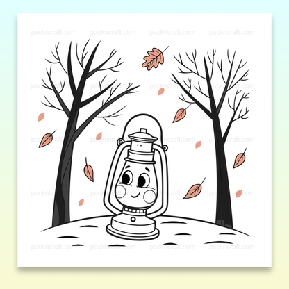 Illustration de lanterne souriante en automne pour décoration et projets DIY