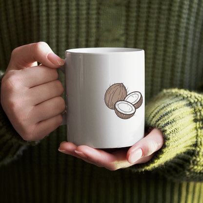 Mug avec icône numérique, style doodle et thème gourmandise tropicale