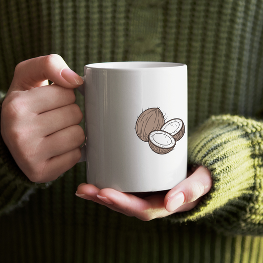 Mug avec icône numérique, style doodle et thème gourmandise tropicale