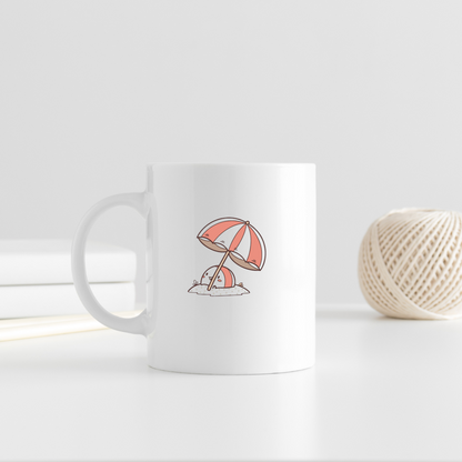 Mug décoré avec une balle de plage pastel pour un style été ensoleillé