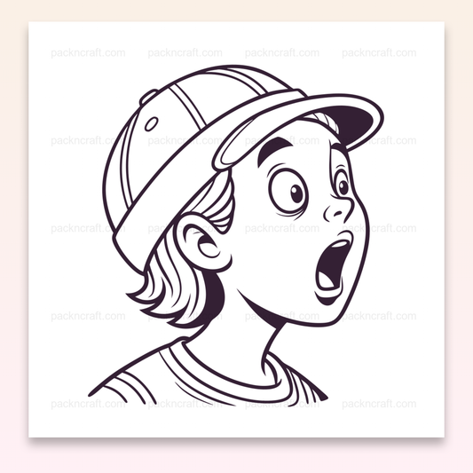 Illustration vecteur d'un garçon surpris en style doodle pour décoration et éducatif.