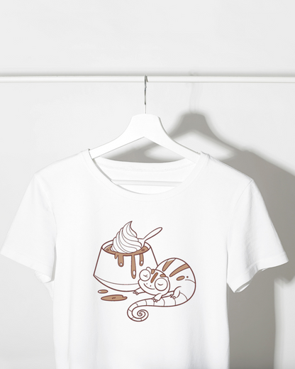 T-shirt tendance avec icône caméléon pastel inspirée des desserts