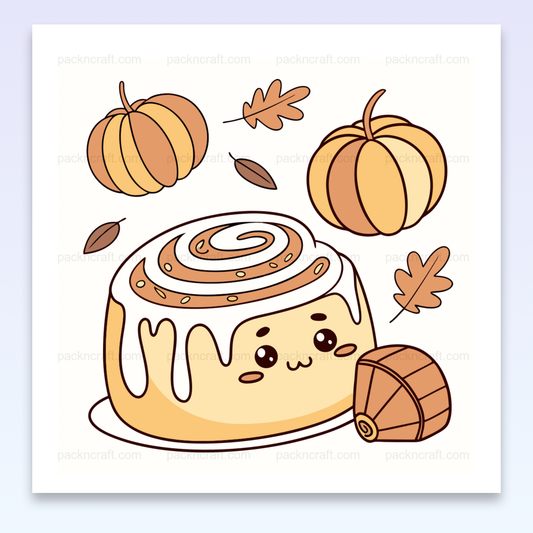 Illustration de cinnamon roll adorable avec thème automnal pour DIY.