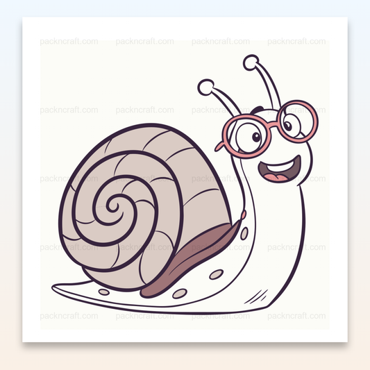 Illustration d'un escargot souriant avec lunettes, idéal pour projets créatifs