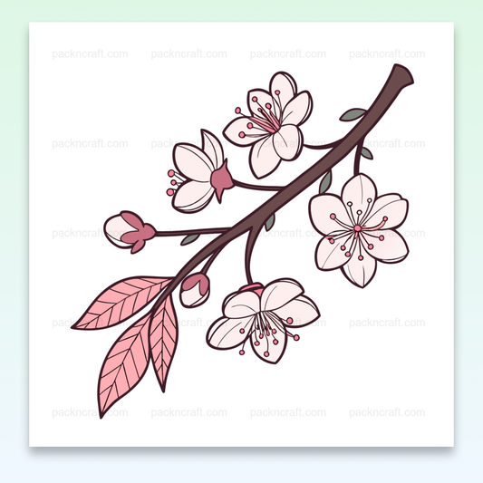 Illustration digitale de fleurs de cerisier en style vectoriel pour projets printaniers