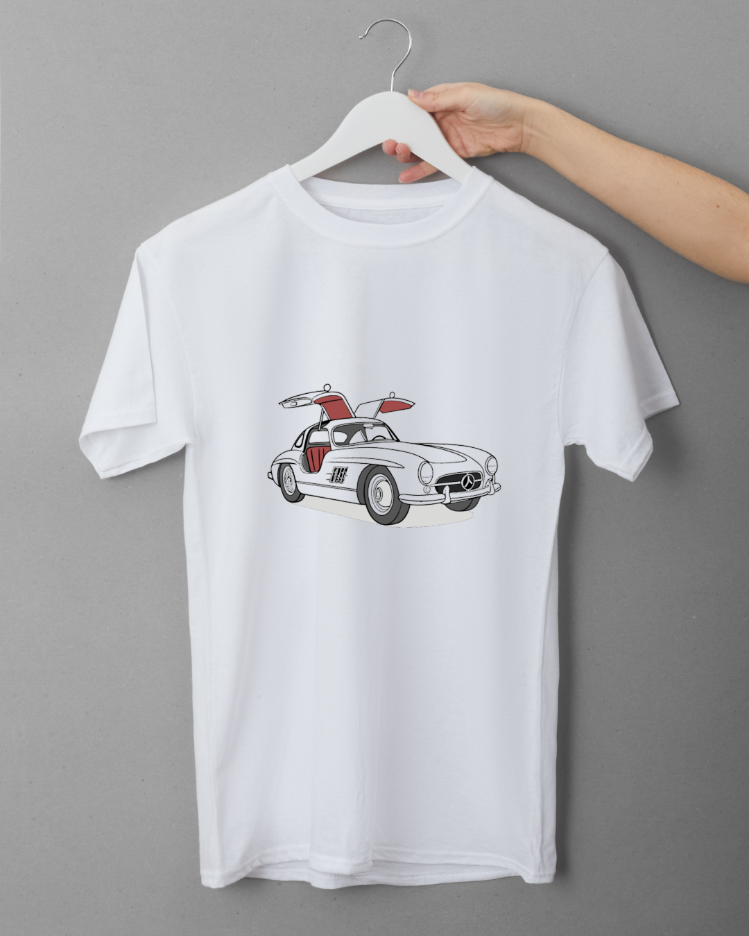 T-shirt avec la Mercedes 300SL, élégance et style rétro assuré.
