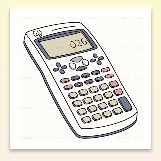 Illustration d'une calculatrice en style doodle urbain pour projets éducatifs.