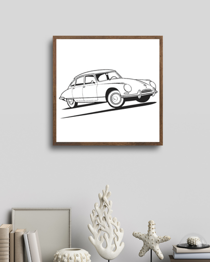 Citroën DS en mouvement | Style Vintage | Illustration Automobile