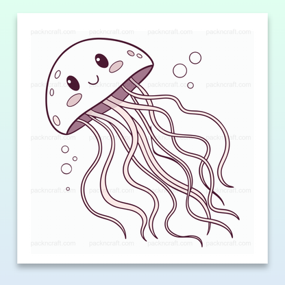 Illustration vectorielle de méduse heureuse, parfait pour DIY et déco.