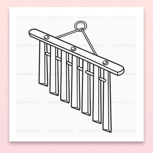 Illustration de carillon à vent en mouvement, style minimaliste pour projets créatifs et éducatifs.