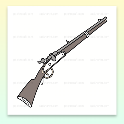 Illustration stylisée d'un fusil ancien, utilisable pour projets décoratifs ou éducatifs