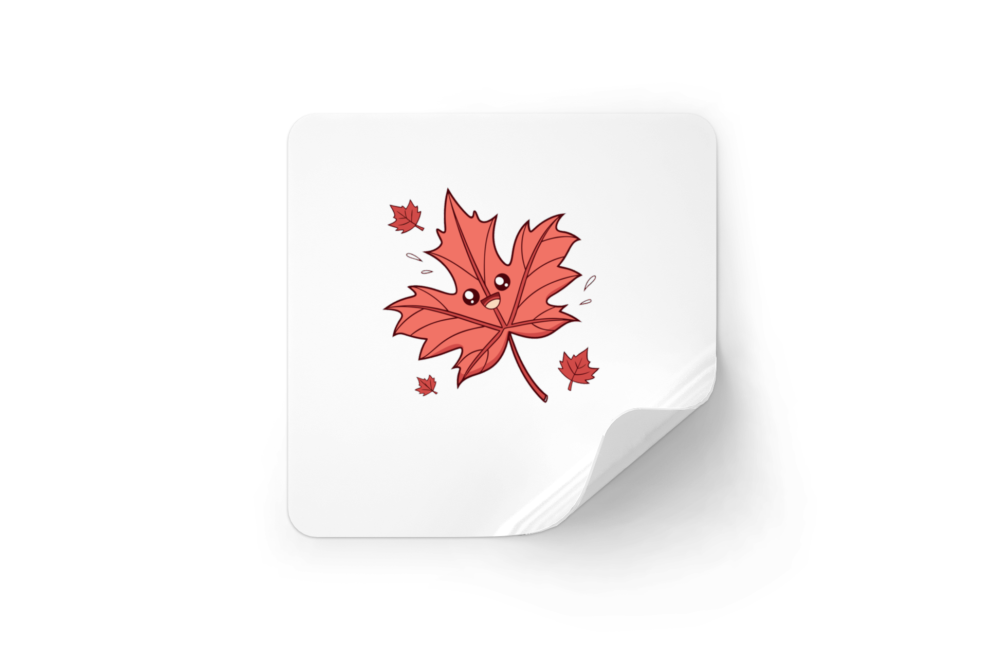 Sticker automnal joyeux avec feuille Kawaii qui danse, parfait pour décorer vos surfaces