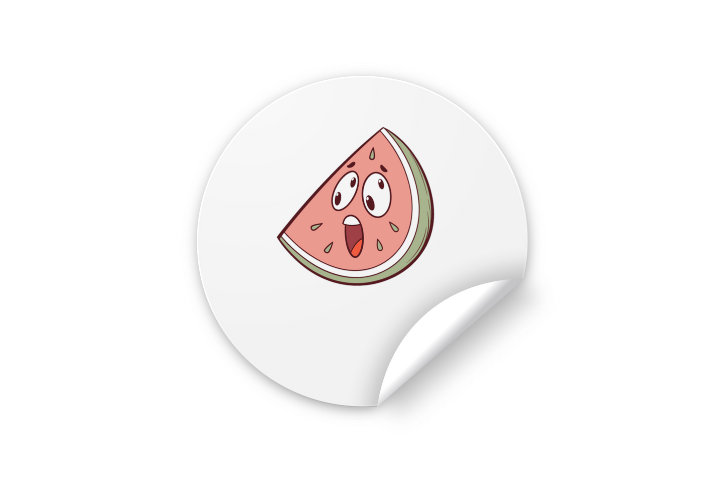 Sticker humoristique avec pastèque cartoon effrayée, parfait pour égayer votre été