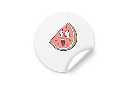 Sticker humoristique avec pastèque cartoon effrayée, parfait pour égayer votre été
