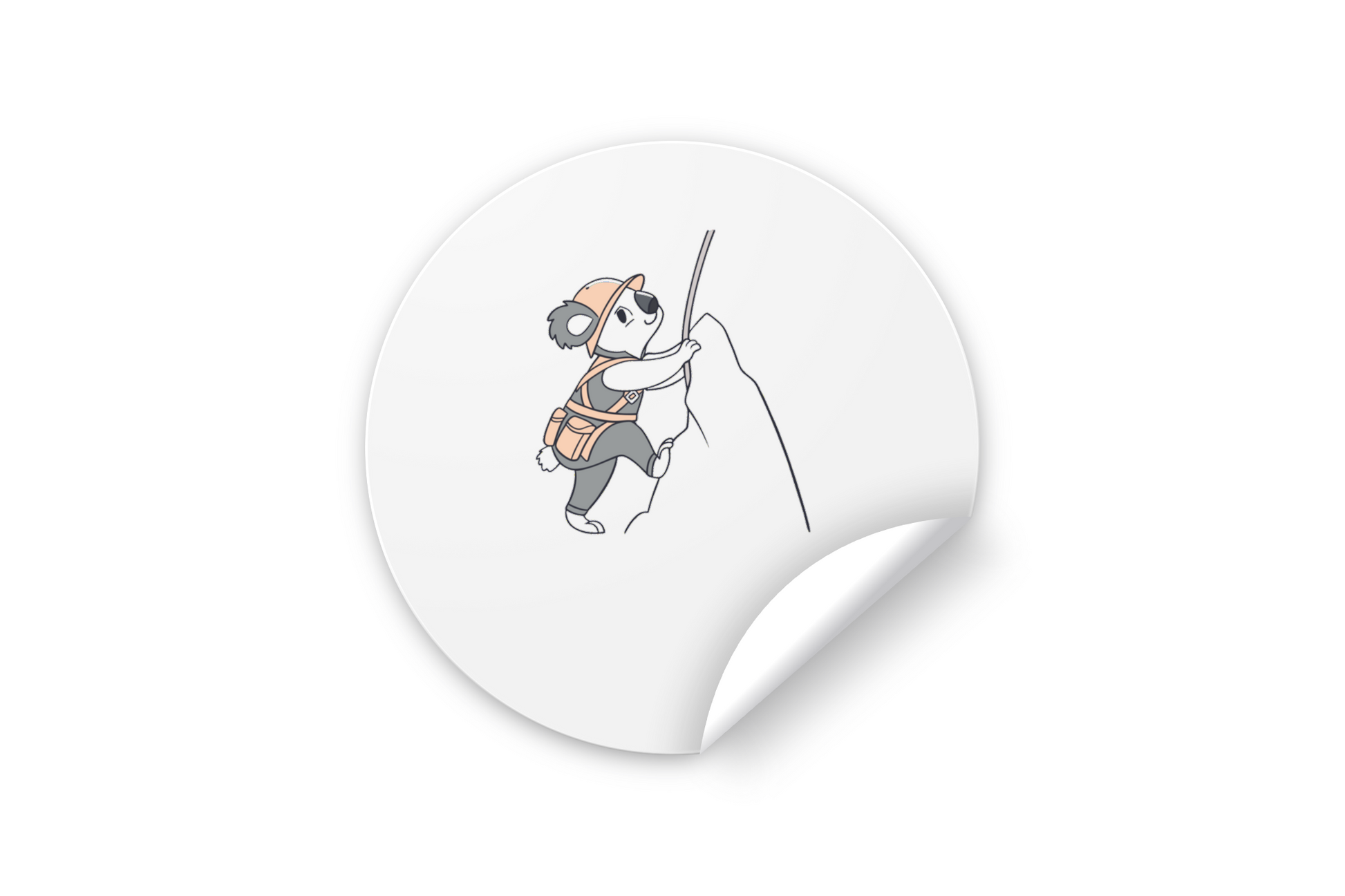 Sticker avec un koala au style doodle grimpant en quête d'aventure sauvage