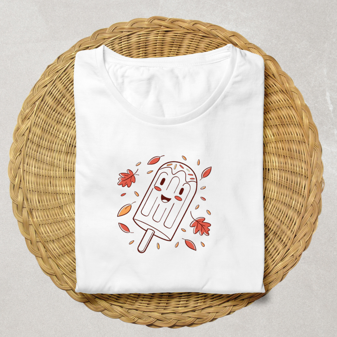 T-shirt avec un design amusant d'un esquimau souriant aux couleurs d'automne