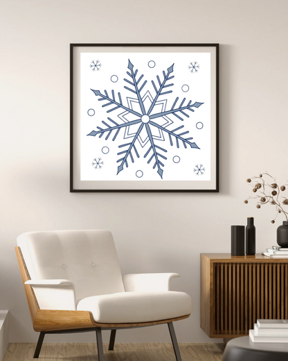 Cadre hivernal décoré d'un flocon de neige stylisé蕹