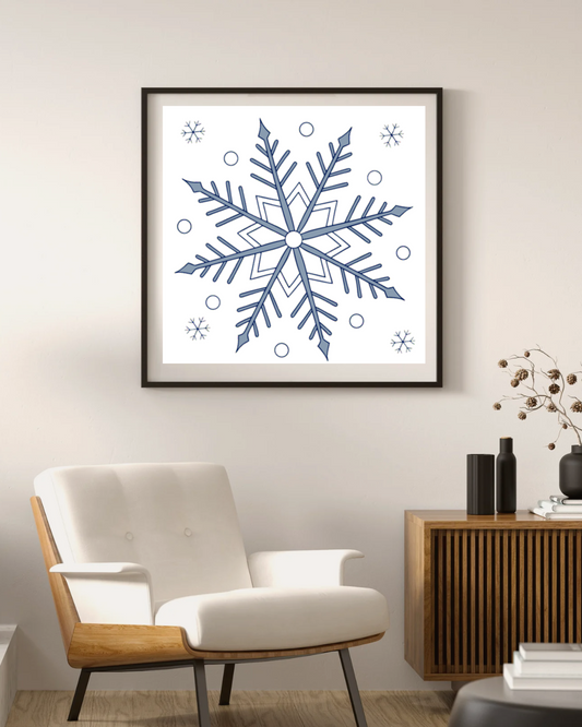 Cadre hivernal décoré d'un flocon de neige stylisé蕹