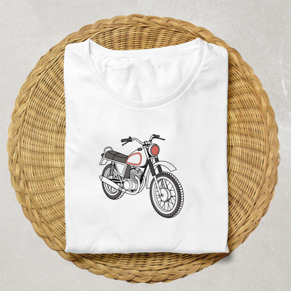 Design moto Ossa 250 Pioneer 1970s imprimé sur un t-shirt