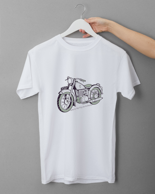 T-shirt avec illustration Royal Enfield Bullet 1931, style vintage.