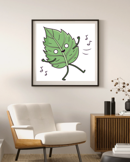 Cadre avec motif de feuille dynamique capturant l'énergie estivale sur fond lumineux