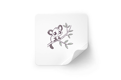 Sticker décoratif avec panda espiègle doodle assis sur une branche