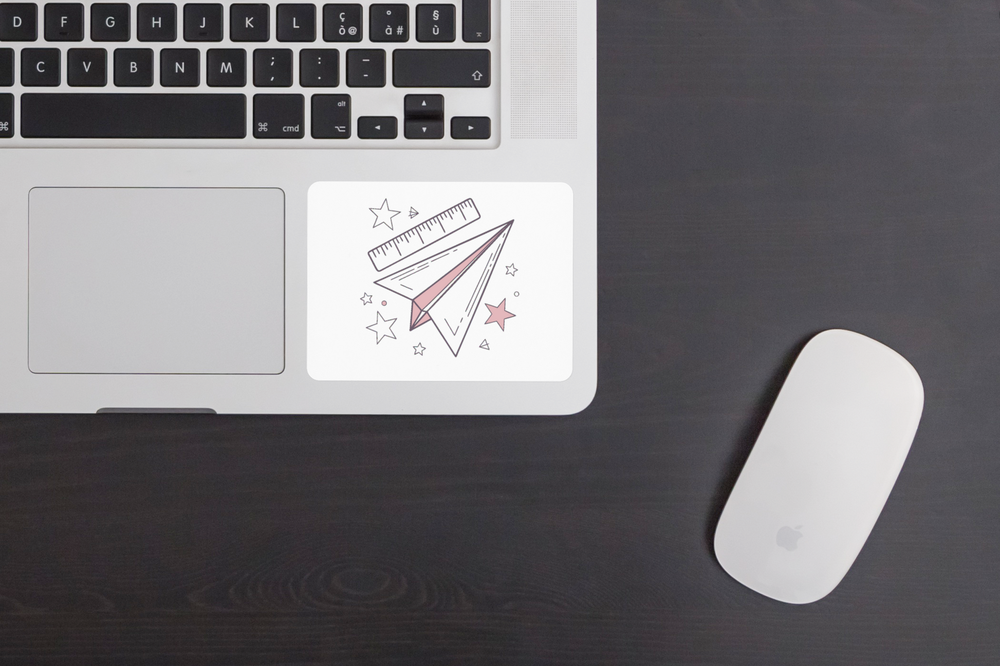 Sticker minimaliste avec un avion en papier rêveur en style épuré et éducatif
